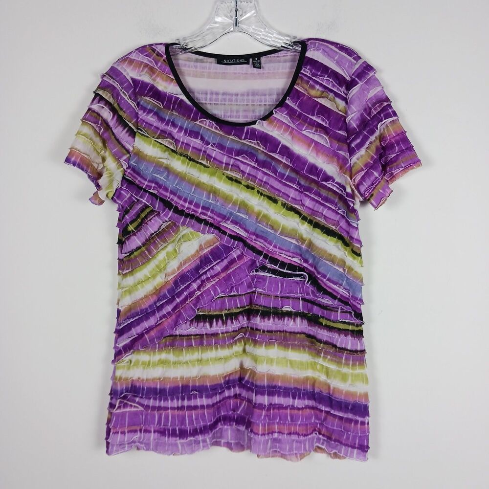 Notations Women's S Ruffled Blouse Vintage Y2K Purple Multi